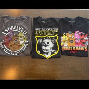 EUC BUNDLE (3) Five Nights at Freddy’s T shirts Size Medium Youth